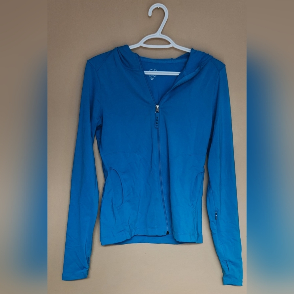 Tuff Athletics Blue Full Zip Women's Jacket  With Hood Size S Pockets Athleisure